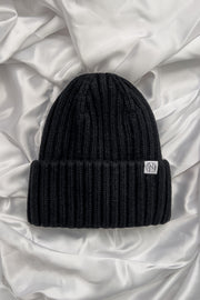 Black Cashmere Oversized Beanie