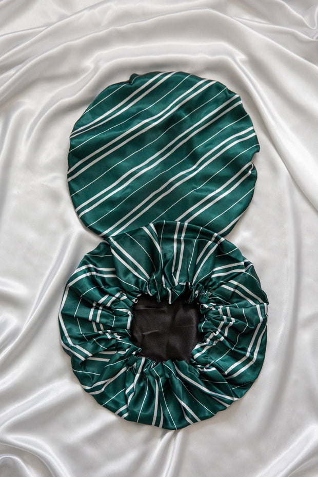 *PRE-ORDER*Emerald Striped Satin Bonnet