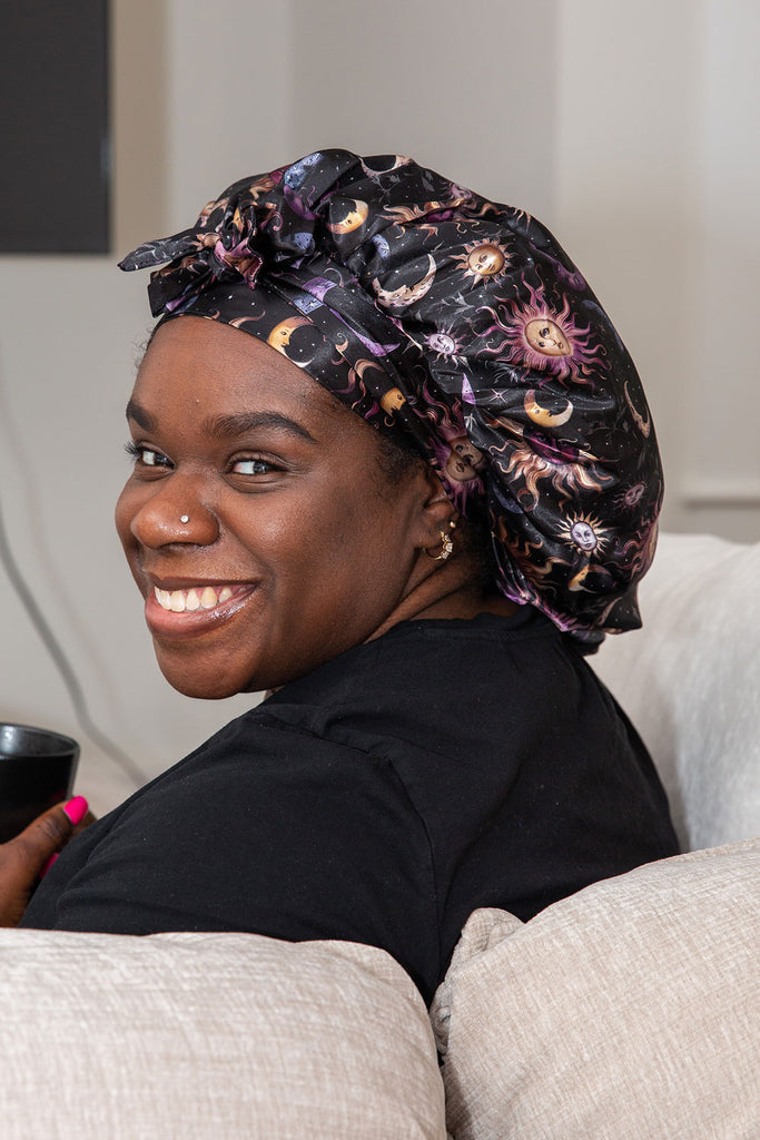 Celestial Sun Satin Bonnet with Ties – Nessa Hill LLC