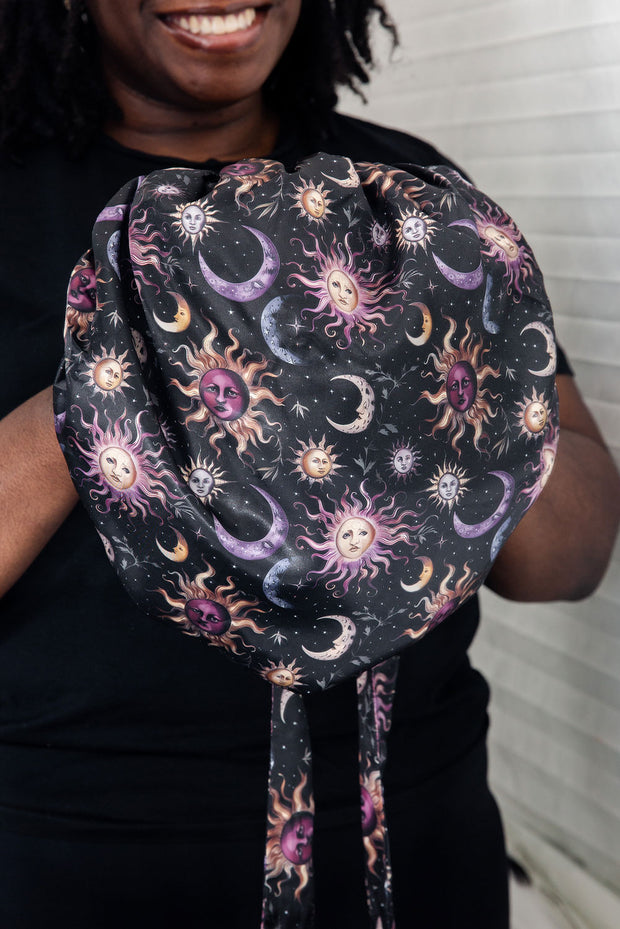Celestial Sun Satin Bonnet with Ties