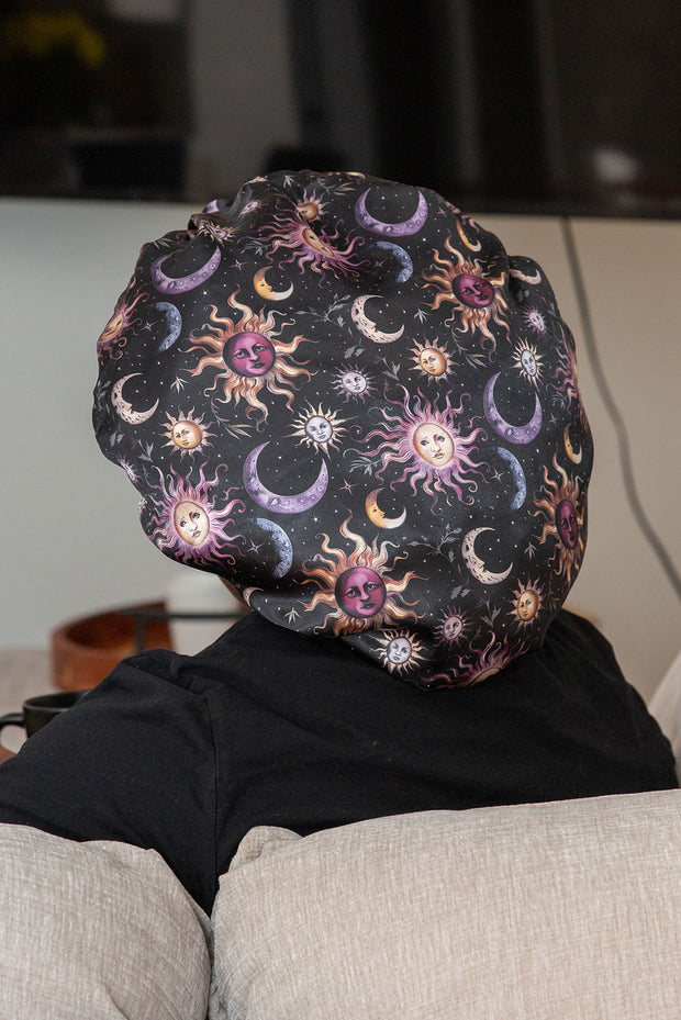 Celestial Sun Satin Bonnet with Ties