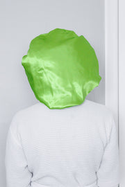 Chartreuse Satin Bonnet with Ties