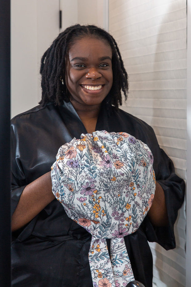 Flora Satin Bonnet with Ties