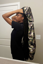 Camo Extra Long Satin Bonnet With Snap