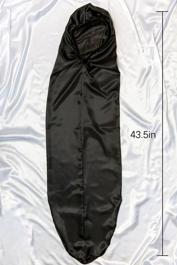 Snapping Bonnet Black Extra Long Satin Bonnet With Snap – Nessa Hill LLC