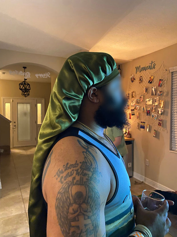 Snapping Bonnet Black Extra Long Satin Bonnet With Snap – Nessa Hill LLC